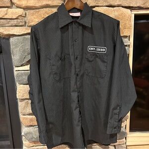 Authentic‎ Mac tools, work shirt, Black Striped Button-Up Shirt